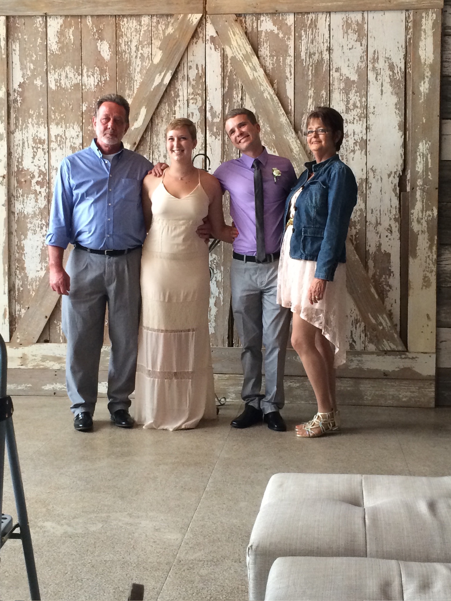 Blake and Jamie at their wedding, with Rebecca's sister Debbie (right) · c. 2019